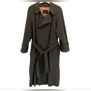 Ralph Lauren Men's Trench Coat Size 44 R Wool Blnd Removable Zip Out Liner Green